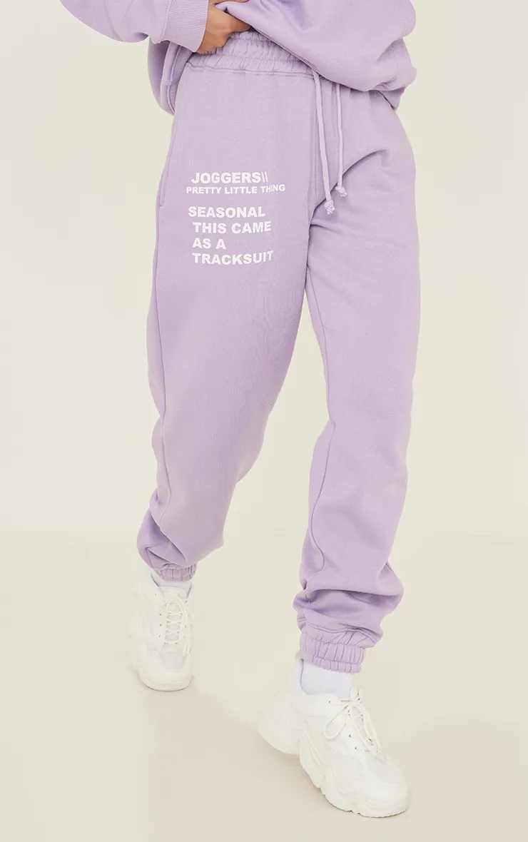 PRETTYLITTLETHING Purple Slogan Print Joggers sold by Pretty Little Thing product image thumbnail 2