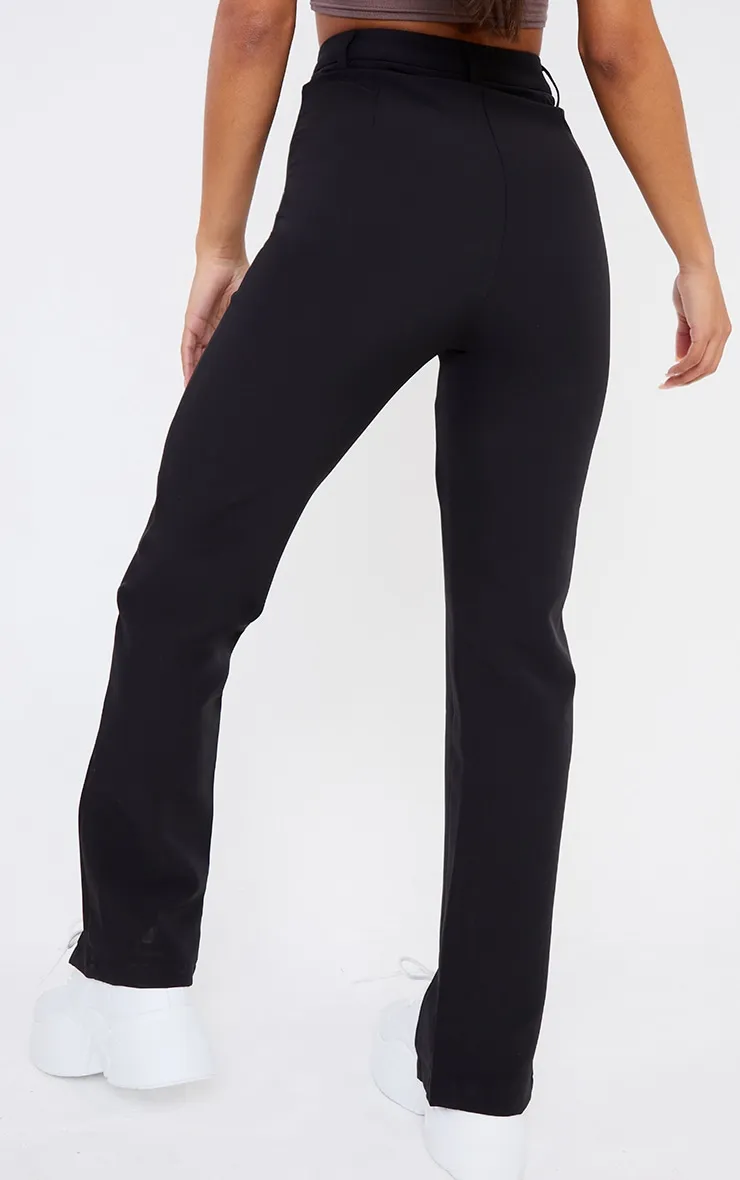 Black Woven Straight Leg Split Hem Trousers sold by Pretty Little Thing product image thumbnail 3