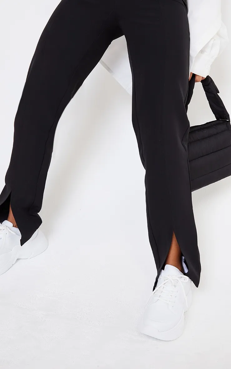 Black Woven Straight Leg Split Hem Trousers sold by Pretty Little Thing product image thumbnail 4