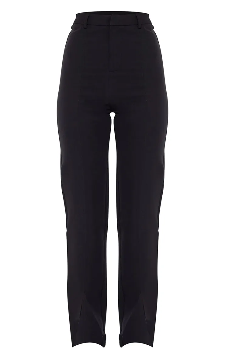 Black Woven Straight Leg Split Hem Trousers sold by Pretty Little Thing product image thumbnail 5