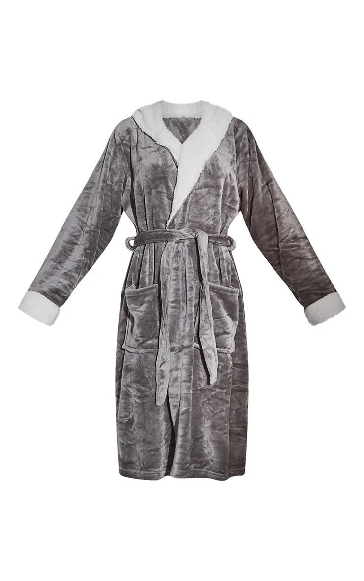 Charcoal Sherpa Lined Dressing Gown sold by Pretty Little Thing product image thumbnail 5