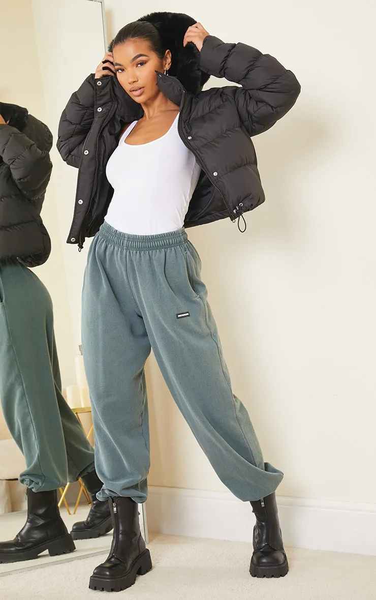 Black Faux Fur Hooded Puffer Coat sold by Pretty Little Thing product image thumbnail 3