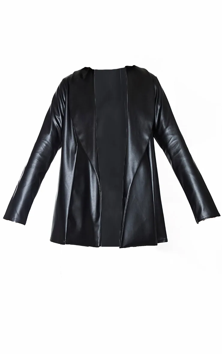Black Drop Collar Faux Leather Blazer sold by Pretty Little Thing product image thumbnail 5