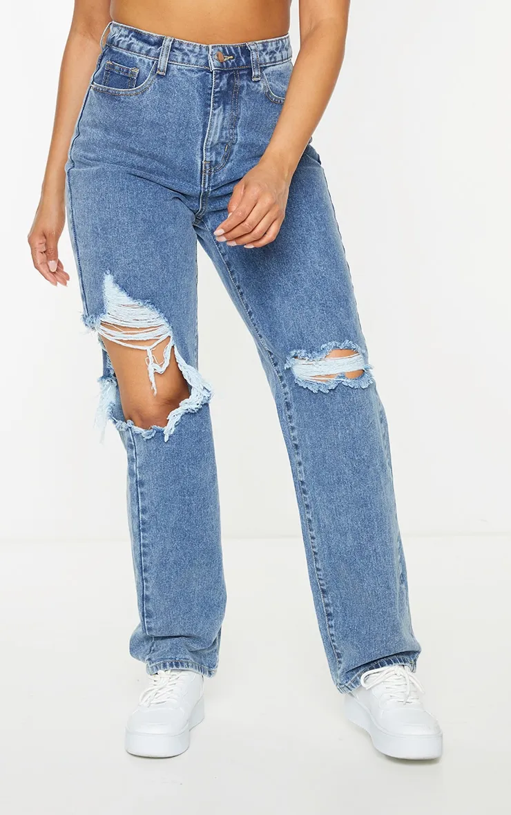 Vintage Wash Extreme Distress Loose Straight Leg Jeans sold by Pretty Little Thing product image thumbnail 2