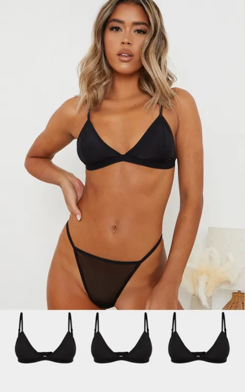 Black Microfibre Bra 3 Pack sold by Pretty Little Thing