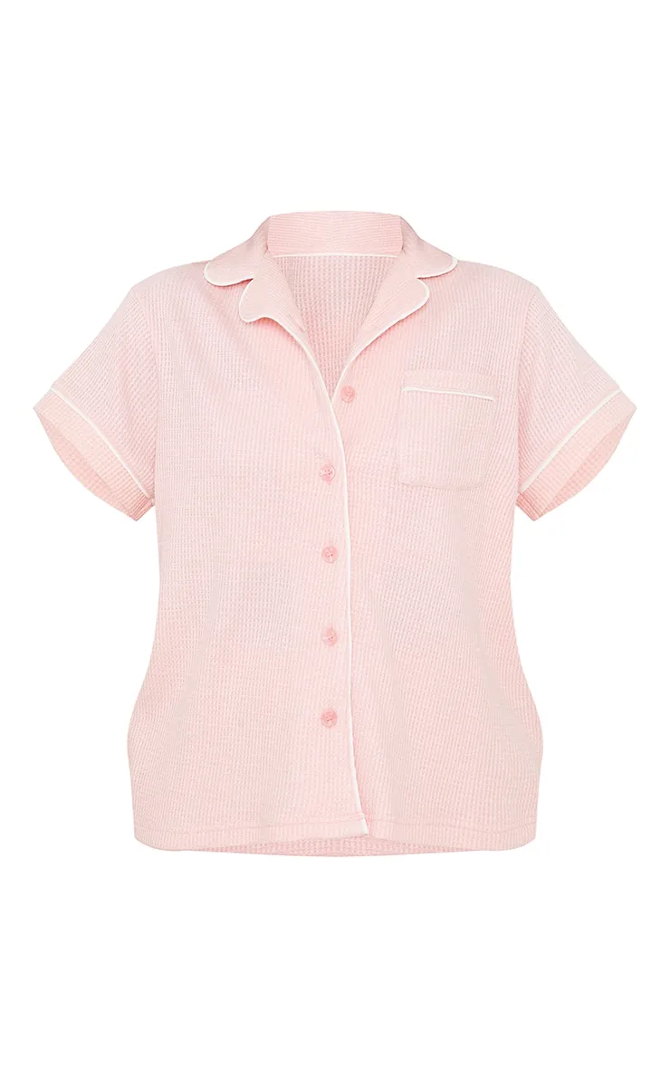 Pink Mix And Match Soft Waffle Button Down Short Sleeve PJ Top sold by Pretty Little Thing product image thumbnail 5
