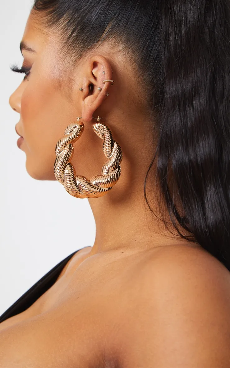 Gold Creole Large Hoop Earrings sold by Pretty Little Thing