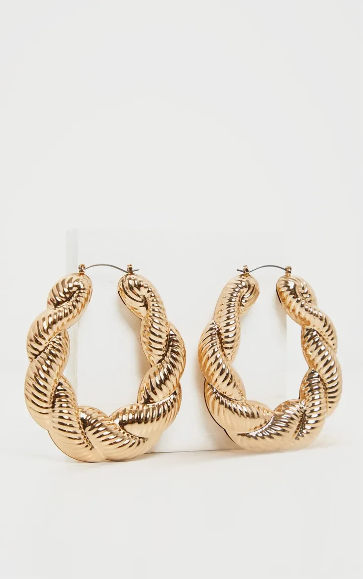 Gold Creole Large Hoop Earrings sold by Pretty Little Thing product image thumbnail 2