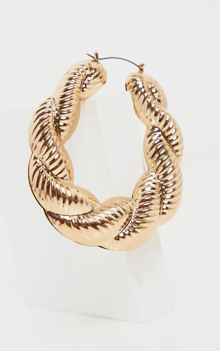 Gold Creole Large Hoop Earrings sold by Pretty Little Thing product image thumbnail 3