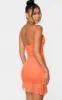 Bright Orange Mesh Ruched Bodycon Dress sold by Pretty Little Thing