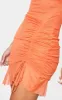 Bright Orange Mesh Ruched Bodycon Dress sold by Pretty Little Thing