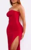 Shape Burgundy Slinky Bandeau Ruched Side Frill Hem Midaxi Dress sold by Pretty Little Thing