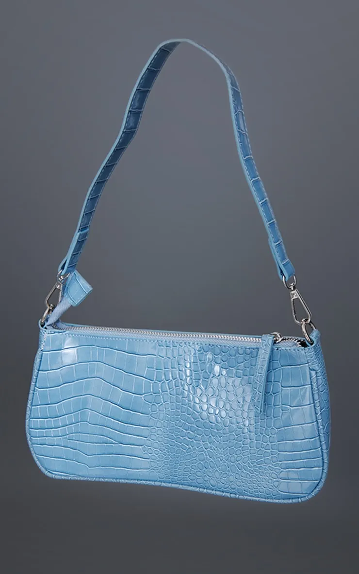 Steel Blue Croc Shoulder Bag sold by Pretty Little Thing product image thumbnail 2