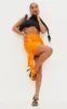 Orange Ruched Drape Front Linen Look Mini Skirt sold by Pretty Little Thing