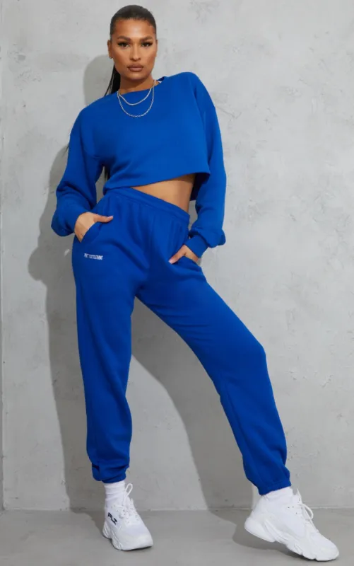 PRETTYLITTLETHING Cobalt Block Embroidered Joggers sold by Pretty Little Thing