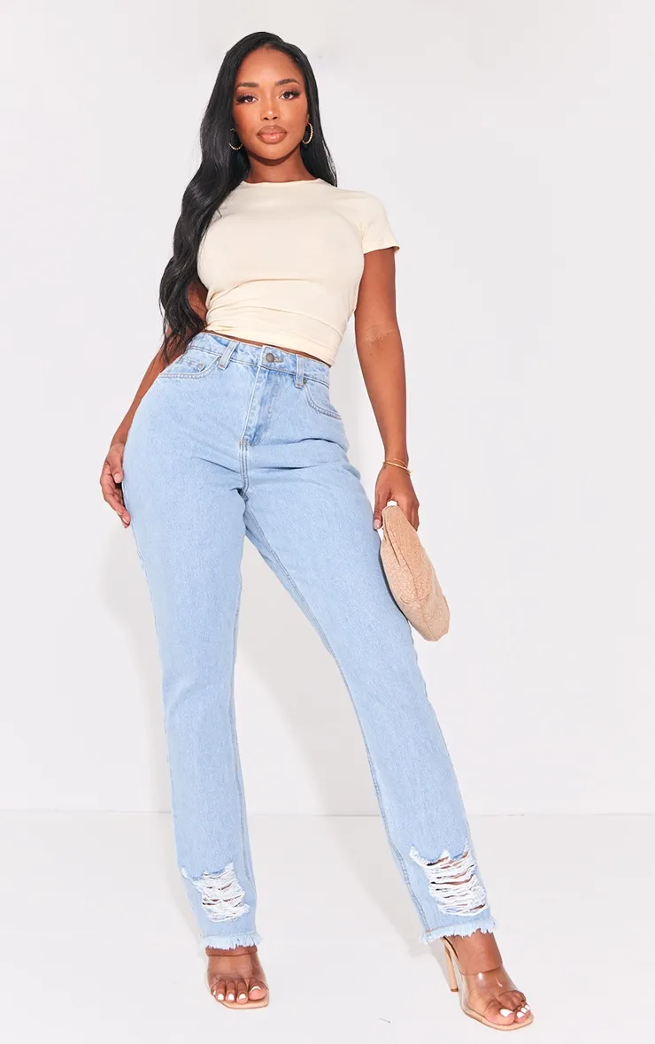 PRETTYLITTLETHING Shape Vintage Ripped Straight Leg Jeans sold by Pretty Little Thing
