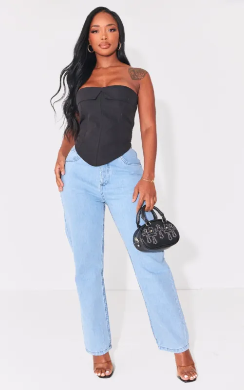 PRETTYLITTLETHING Shape Vintage V Front Waistband Straight Leg Jeans sold by Pretty Little Thing