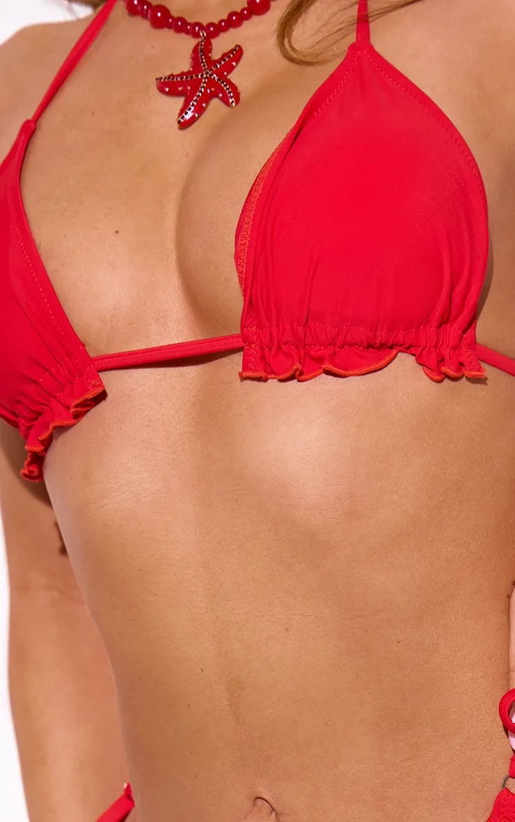 Red Frill Edge Padded Bikini Top sold by Pretty Little Thing product image thumbnail 4