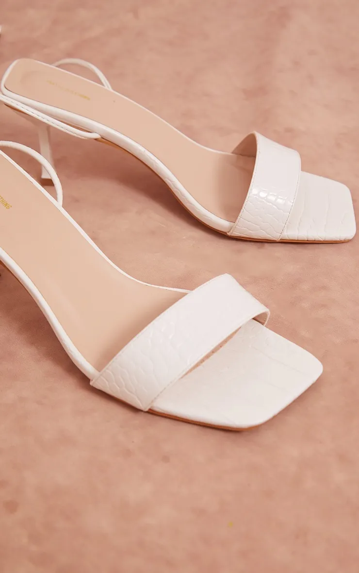 White Wide Fit Croc PU Strap Lace Up Low Heeled Sandals sold by Pretty Little Thing product image thumbnail 3