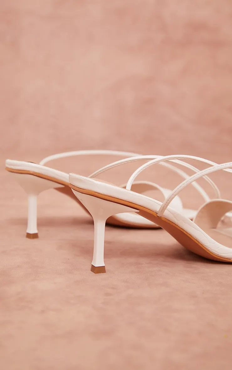 White Wide Fit Croc PU Strap Lace Up Low Heeled Sandals sold by Pretty Little Thing product image thumbnail 4
