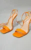 Orange Wide Fit PU Lace Up High Clear Block Heels sold by Pretty Little Thing