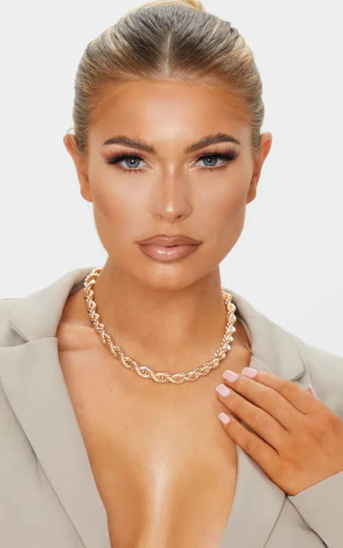 Gold Twisted Rope Necklace sold by Pretty Little Thing