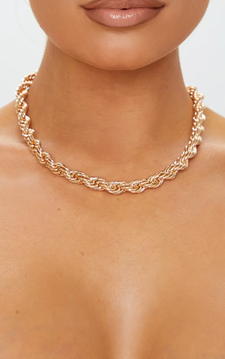 Gold Twisted Rope Necklace sold by Pretty Little Thing product image thumbnail 2