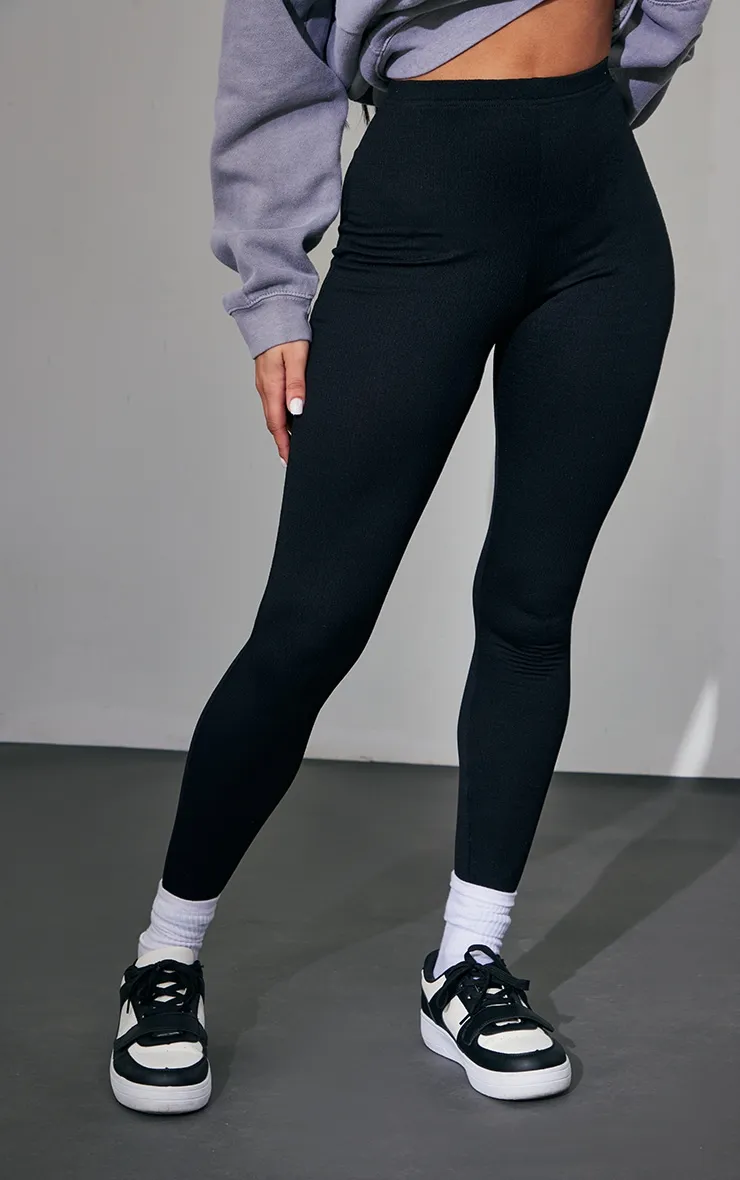 Black Sculpt Rib Leggings sold by Pretty Little Thing product image thumbnail 2
