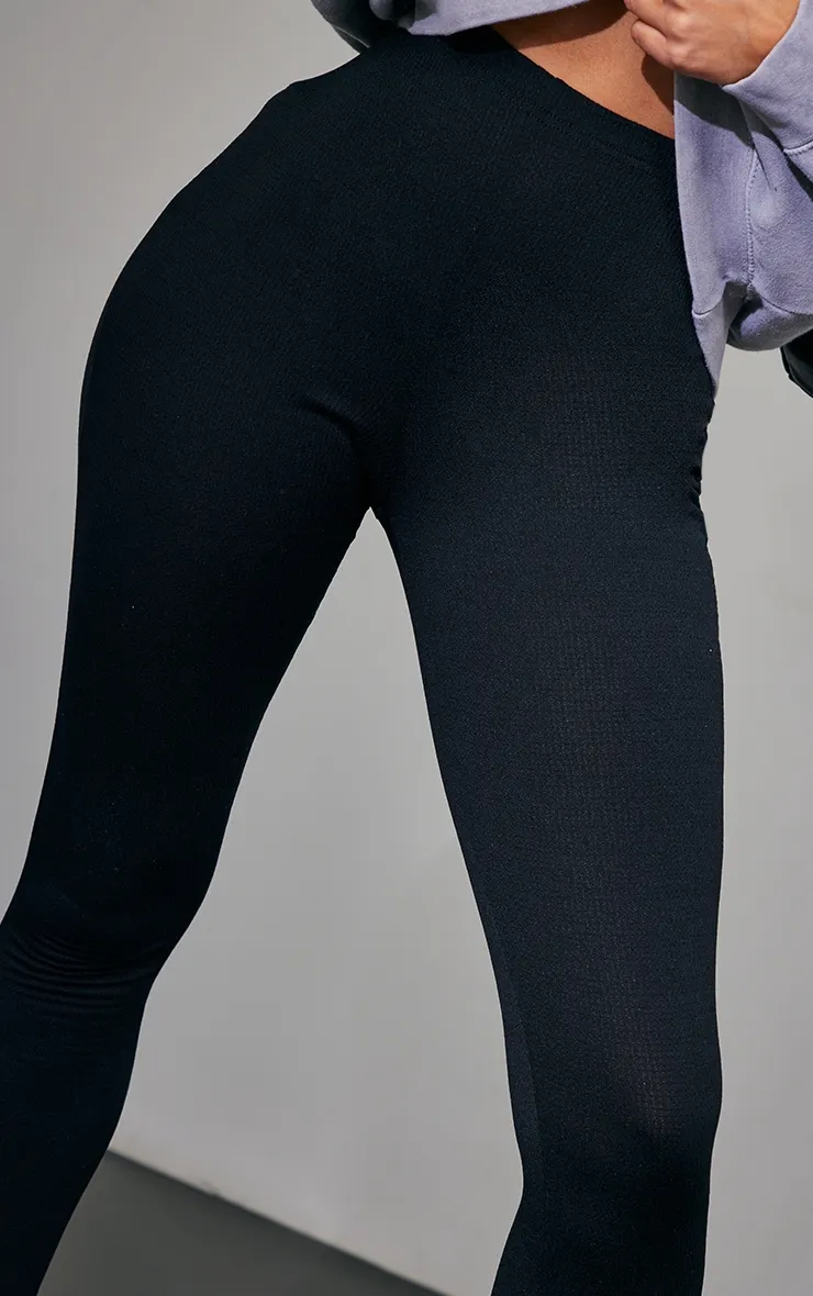 Black Sculpt Rib Leggings sold by Pretty Little Thing product image thumbnail 4
