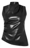 Black Faux Leather High Neck Asymmetric Hem Side Ruch Top sold by Pretty Little Thing