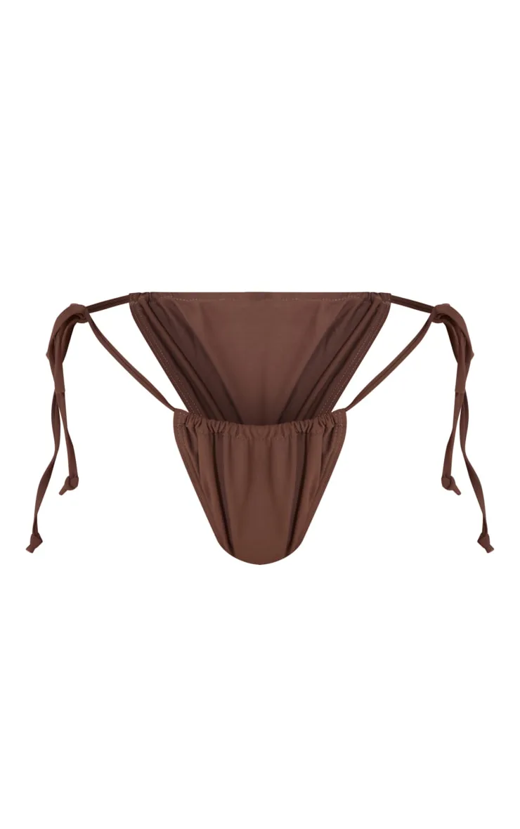 Brown Ruched Detail Tie Side Bikini Bottoms sold by Pretty Little Thing product image thumbnail 5