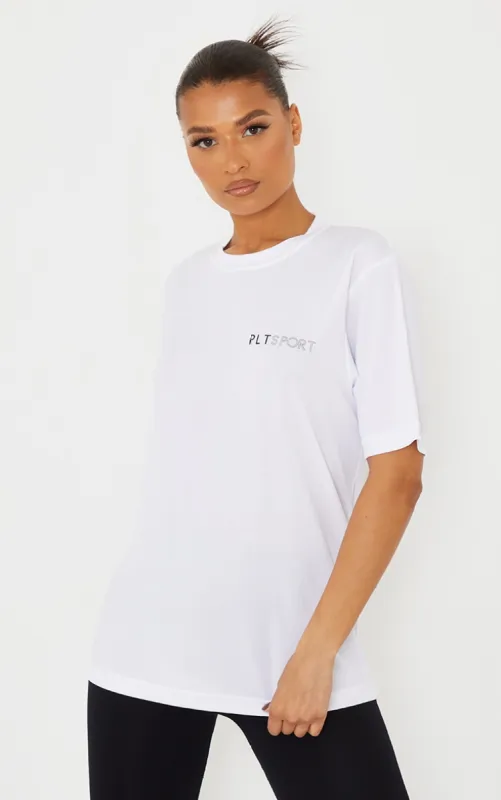 PRETTYLITTLETHING White Oversized Training T-Shirt sold by Pretty Little Thing