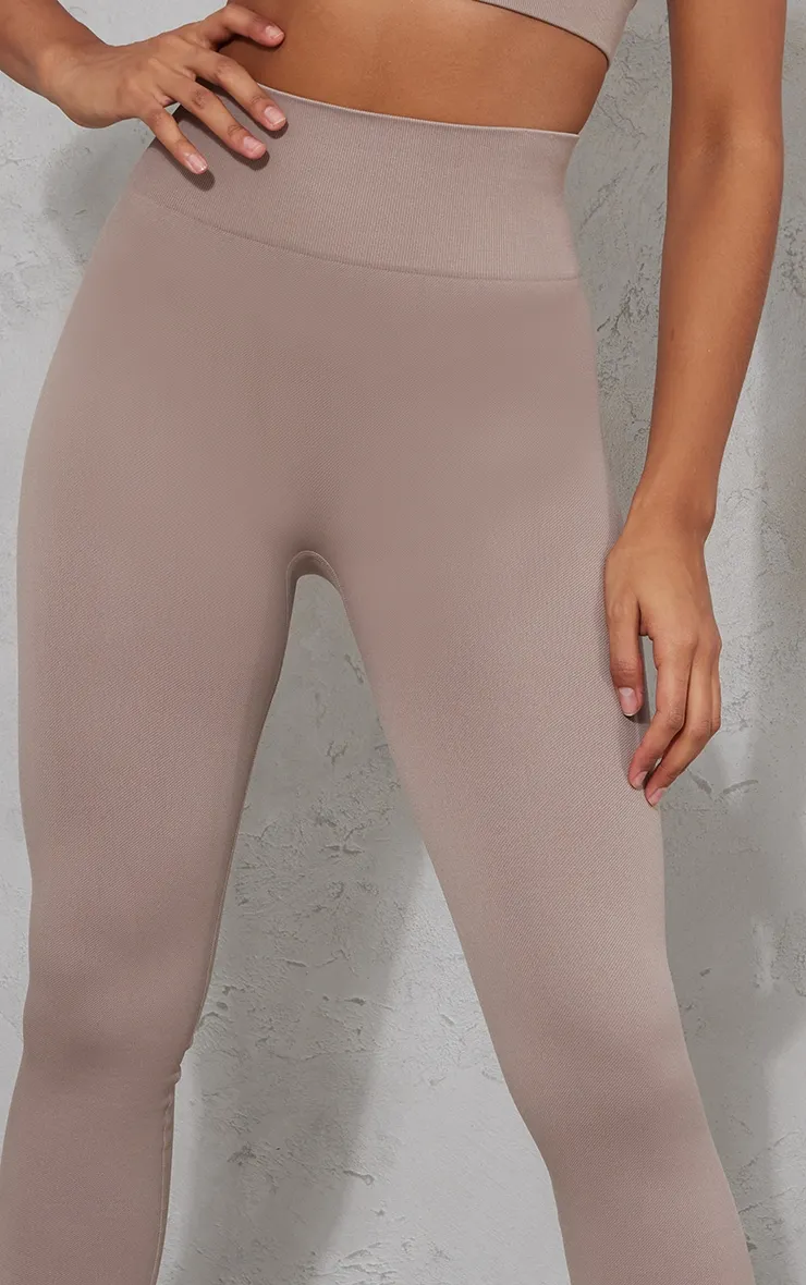 Taupe Basic Seamless High Waist Gym Leggings sold by Pretty Little Thing product image thumbnail 4
