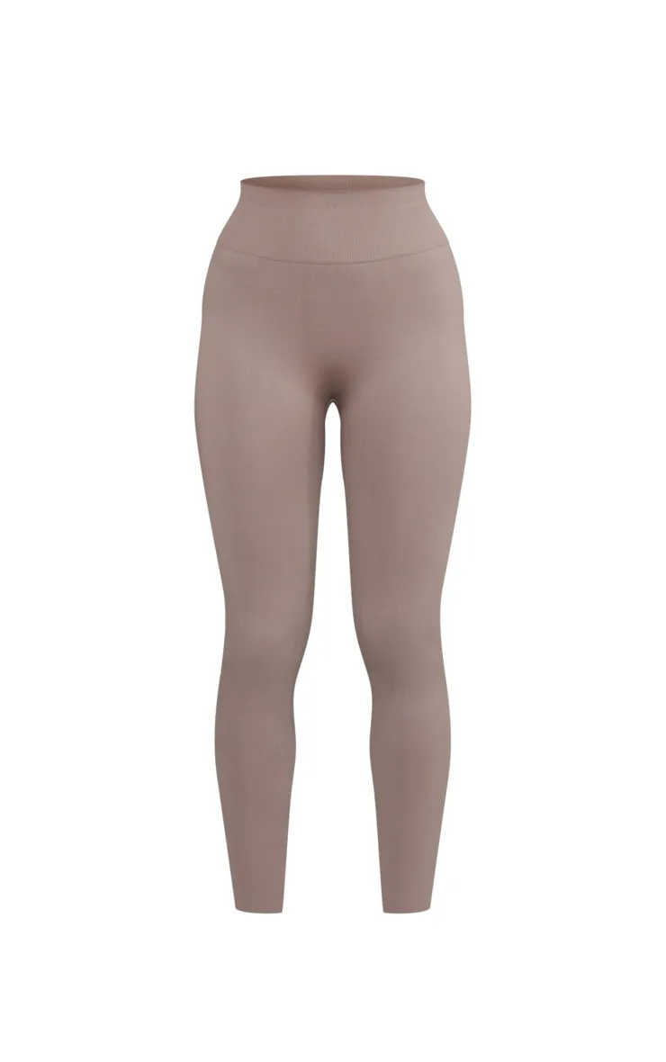 Taupe Basic Seamless High Waist Gym Leggings sold by Pretty Little Thing product image thumbnail 5