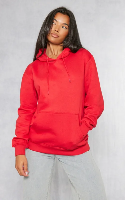 Red Oversized Sweat Hoodie sold by Pretty Little Thing