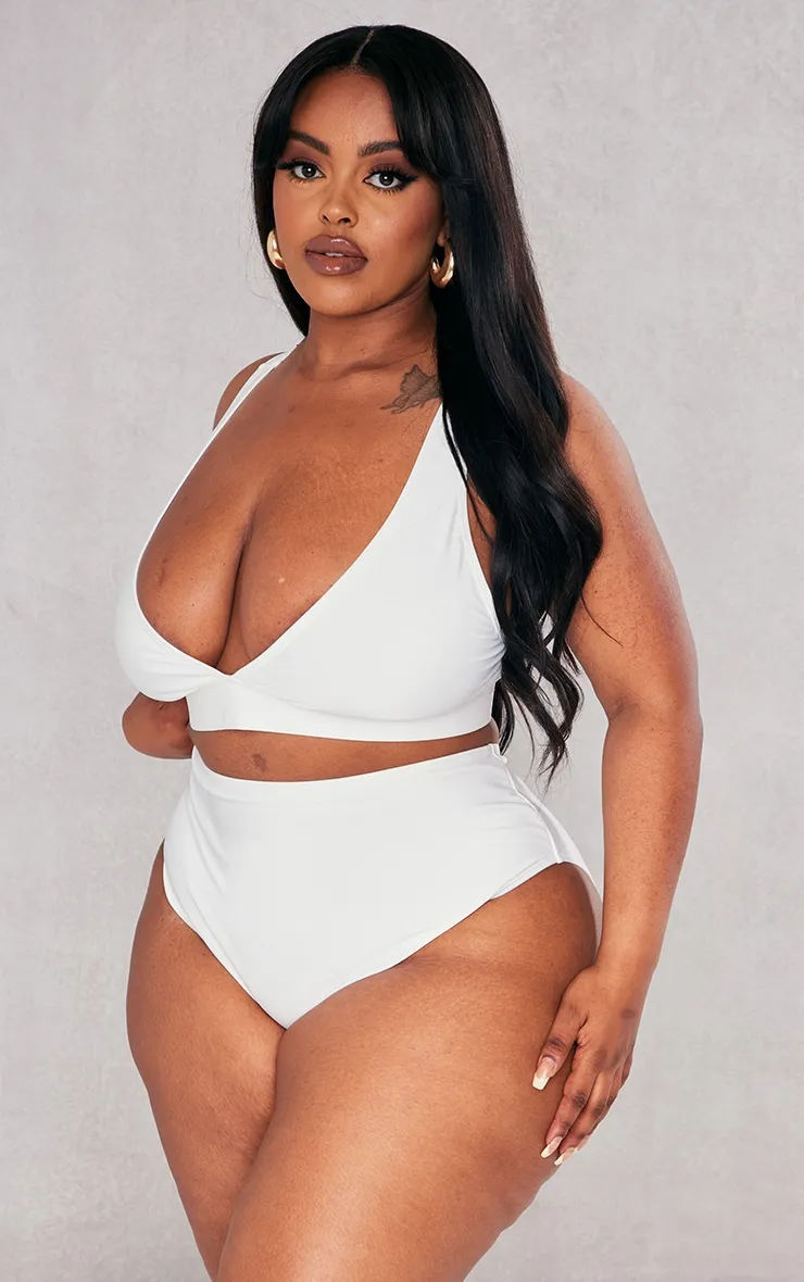 Plus White Mix & Match High Waist Bikini Bottoms sold by Pretty Little Thing product image thumbnail 2