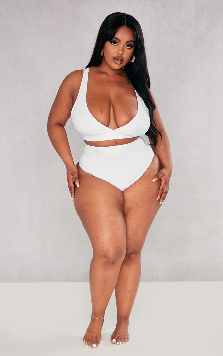 Plus White Mix & Match High Waist Bikini Bottoms sold by Pretty Little Thing product image thumbnail 3