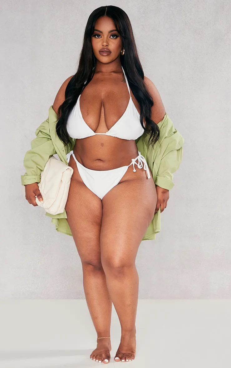 Plus White Mix & Match Triangle Halter Bikini Top sold by Pretty Little Thing product image thumbnail 3