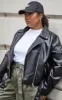Plus Black Faux Leather Zip Detail Biker Jacket sold by Pretty Little Thing