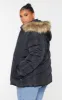 Plus Black Quilted Mara Faux Fur Hooded Puffer Jacket sold by Pretty Little Thing