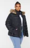 Plus Black Quilted Mara Faux Fur Hooded Puffer Jacket sold by Pretty Little Thing