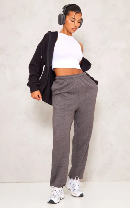 Charcoal Marl Sweat Cuffed High Waist Joggers sold by Pretty Little Thing