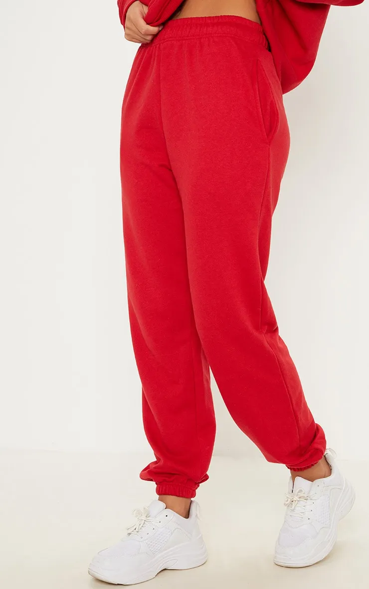 Red Sweat Cuffed High Waist Joggers sold by Pretty Little Thing product image thumbnail 2