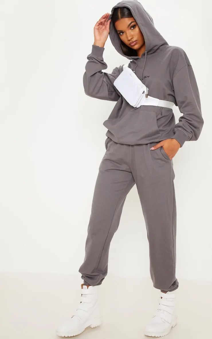 Charcoal Sweat Cuffed High Waist Joggers sold by Pretty Little Thing