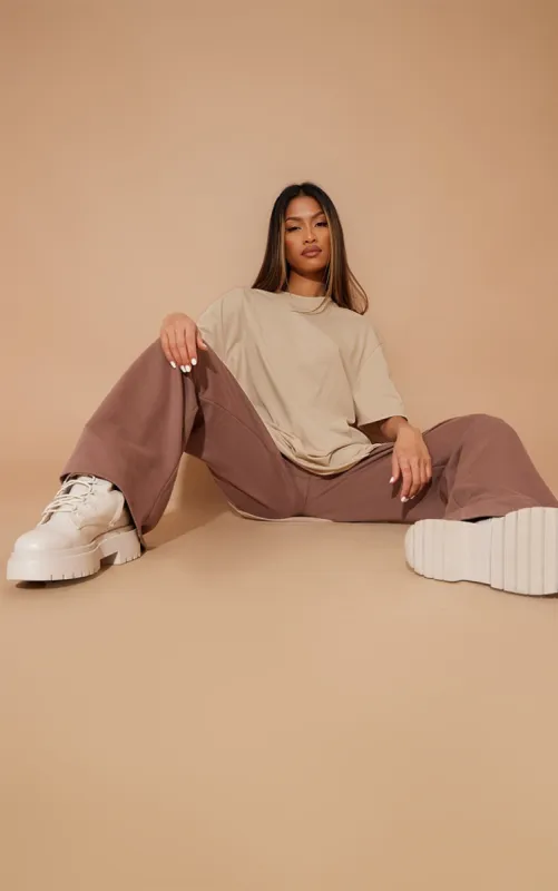 Cotton Sand Oversized T-Shirt sold by Pretty Little Thing