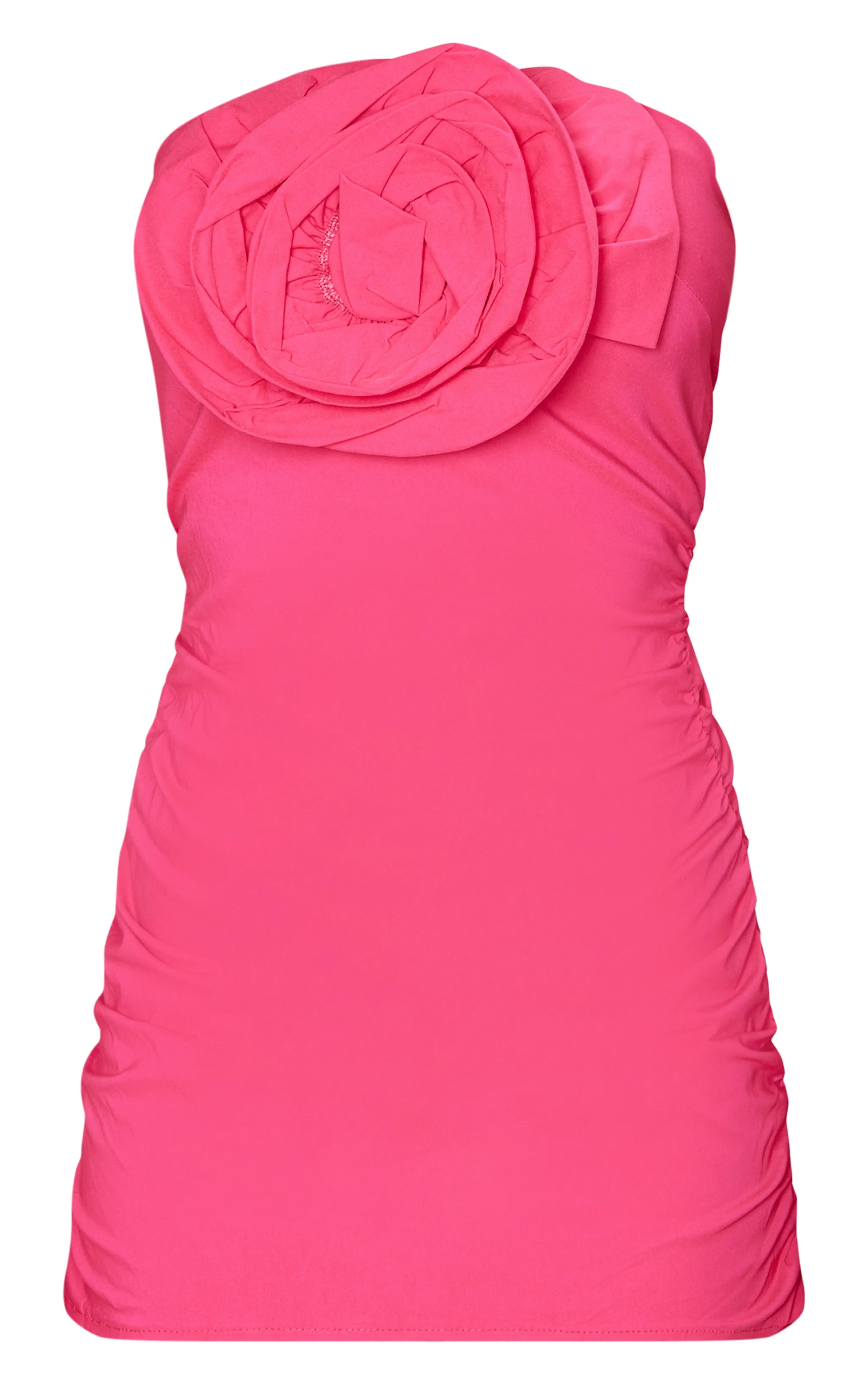 Hot Pink Woven Flower Applique Bandeau Bodycon Dress sold by Pretty Little Thing product image thumbnail 5
