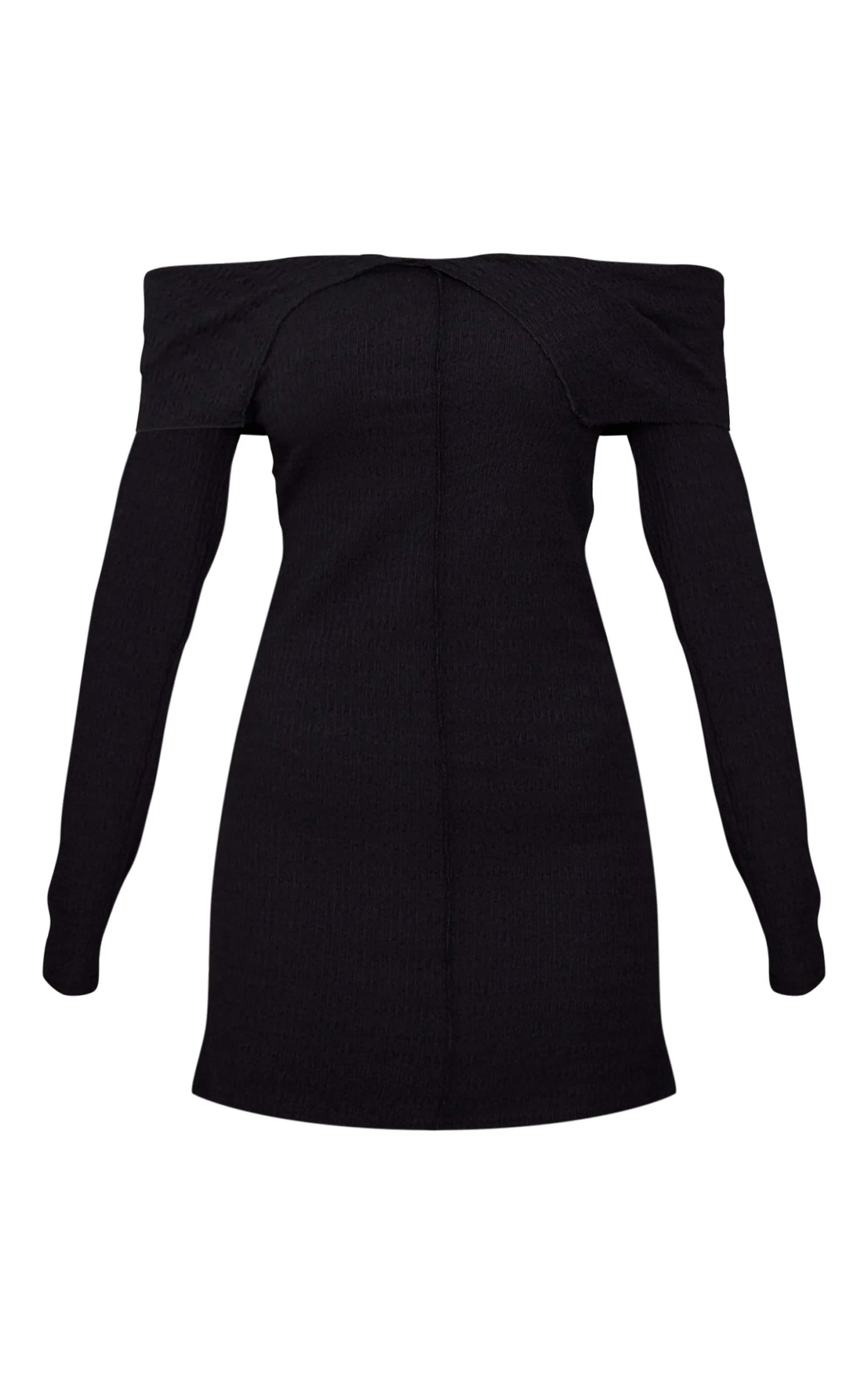 Black Textured Fold Over Bardot Shift Dress sold by Pretty Little Thing product image thumbnail 5