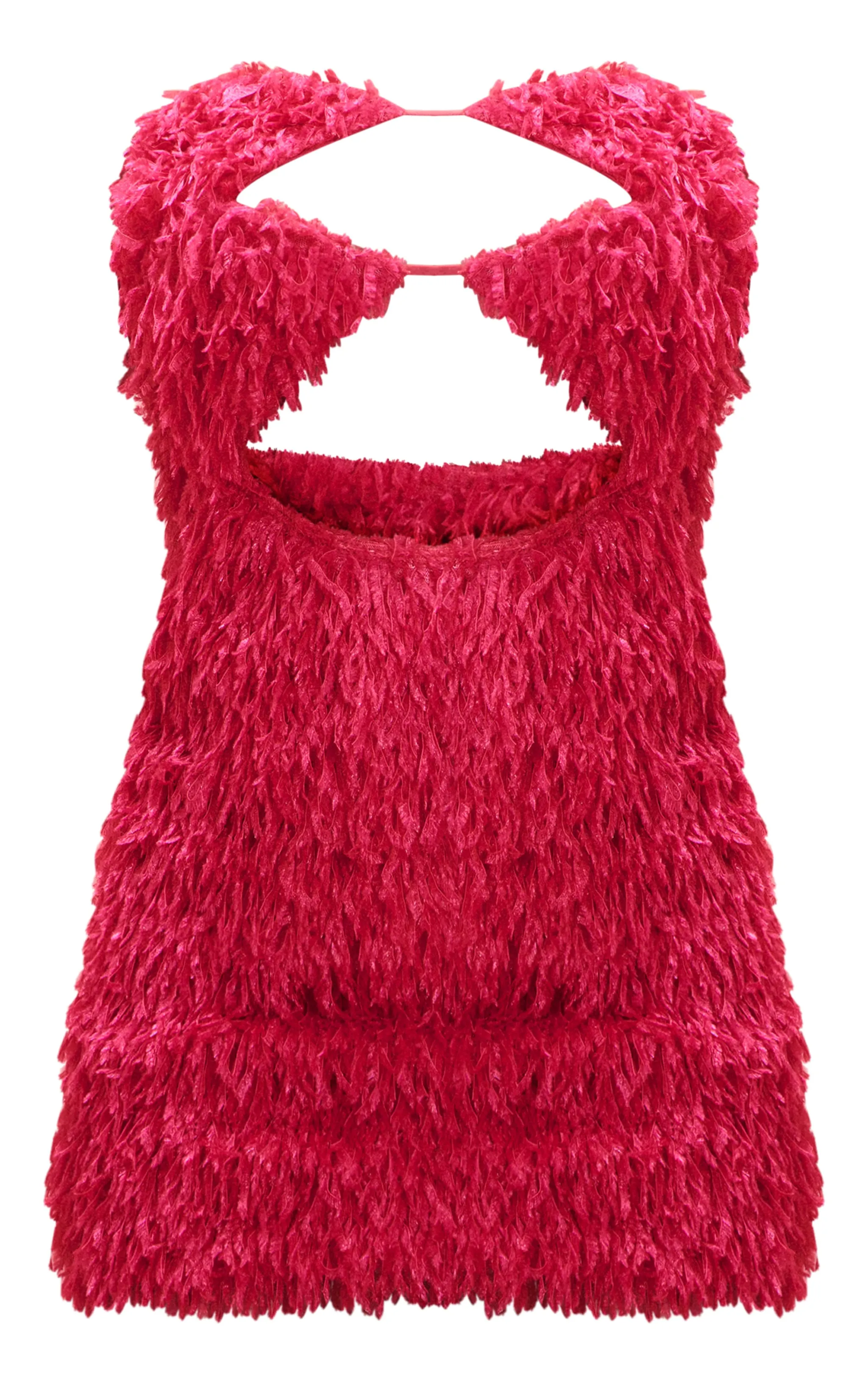 Hot Pink Feather Bandeau Cut Out Bodycon Dress sold by Pretty Little Thing product image thumbnail 5