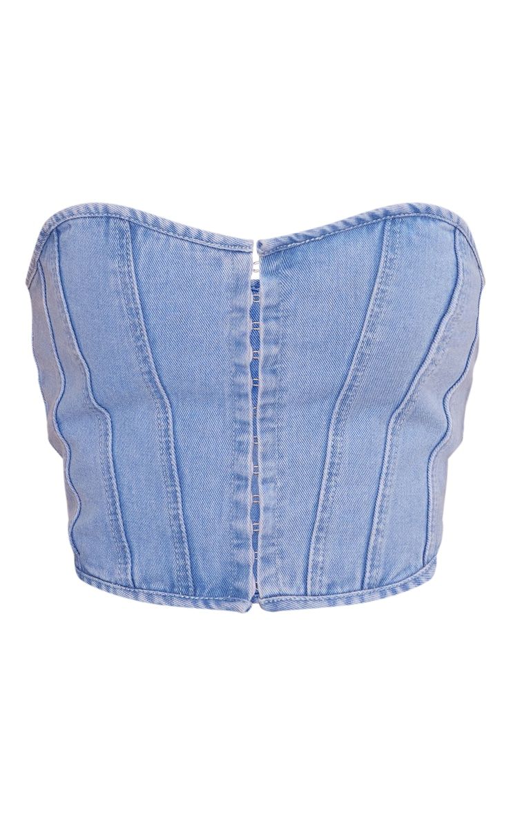 Light Blue Wash Denim Hook And Eye Structured Corset sold by Pretty Little Thing product image thumbnail 5
