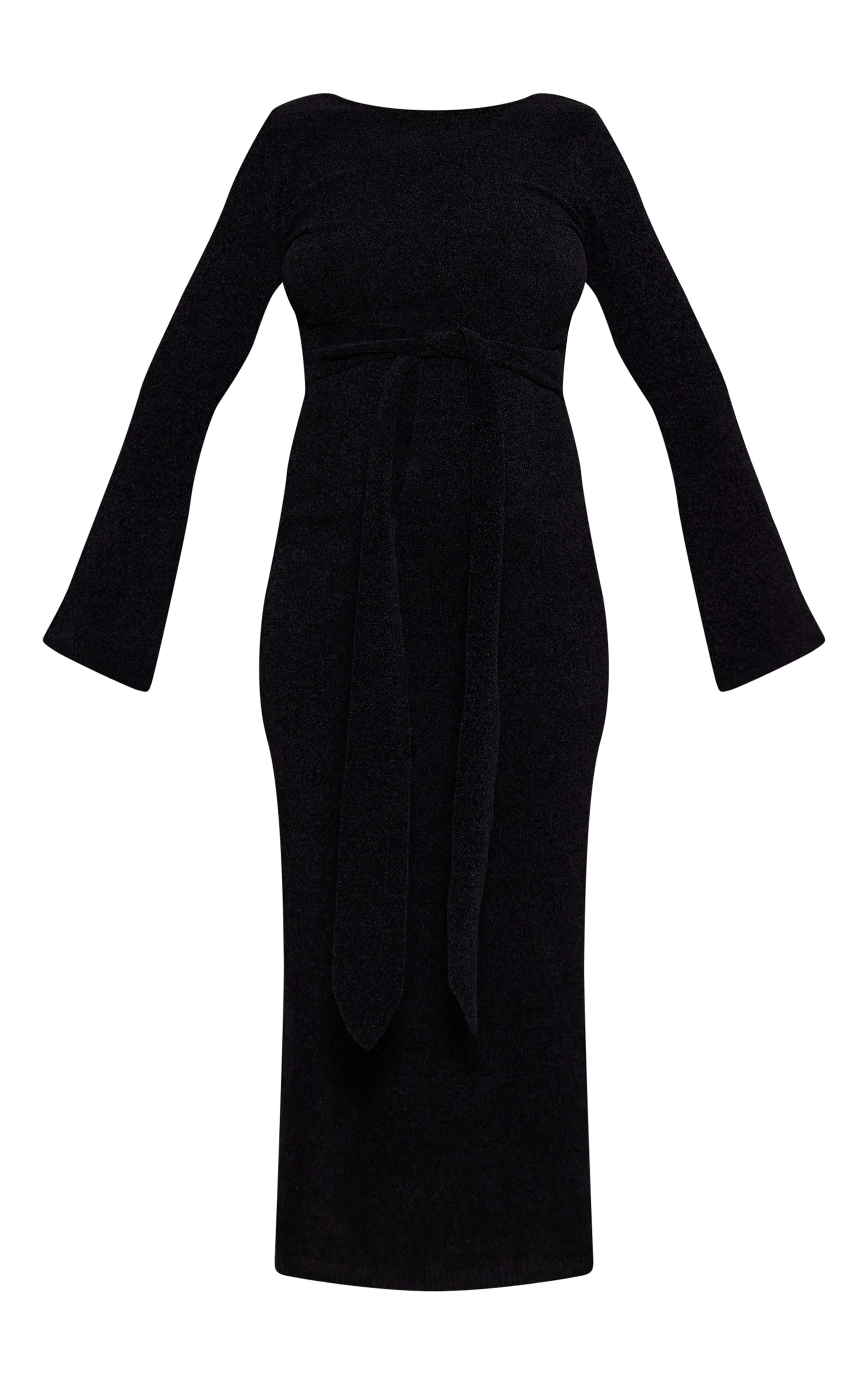 Maternity Black Soft Textured Knit Open Back Tie Waist Maxi Dress sold by Pretty Little Thing product image thumbnail 5